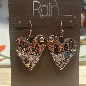 Heart-Shaped Mixed Metal Earrings with scenry